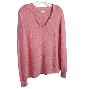 Reimagined by J Crew Size XL Sweater V-neck Slub Knit Cotton Blend Textured Pink